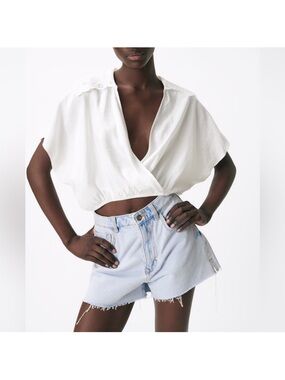 ZARA EMBROIDERED COLLAR TOP